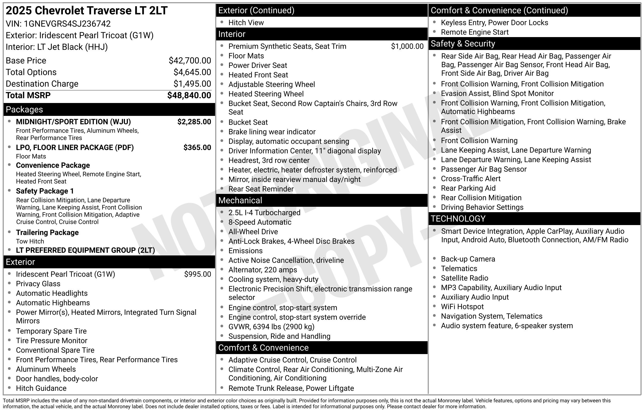 Used 2025 Chevrolet Traverse LT w/ Midnight/Sport Edition AWD/4WD image 2