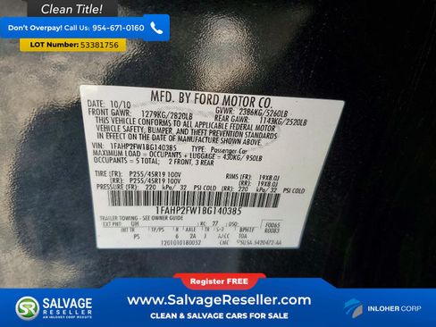 Used 2011 Ford Taurus Limited w/ 302A Rapid Spec Order Code FWD image 16