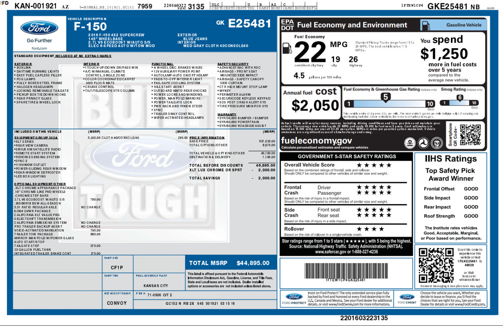 Used 2016 Ford F150 XLT w/ Equipment Group 302A Luxury RWD image 3