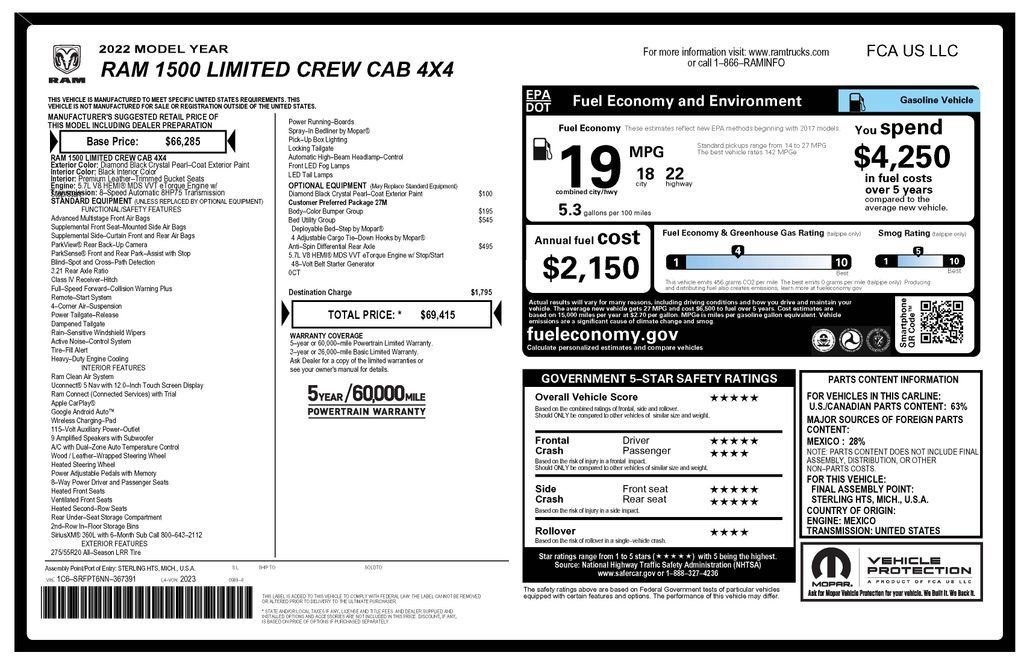 Used 2022 RAM 1500 Limited w/ Bed Utility Group AWD/4WD image 4