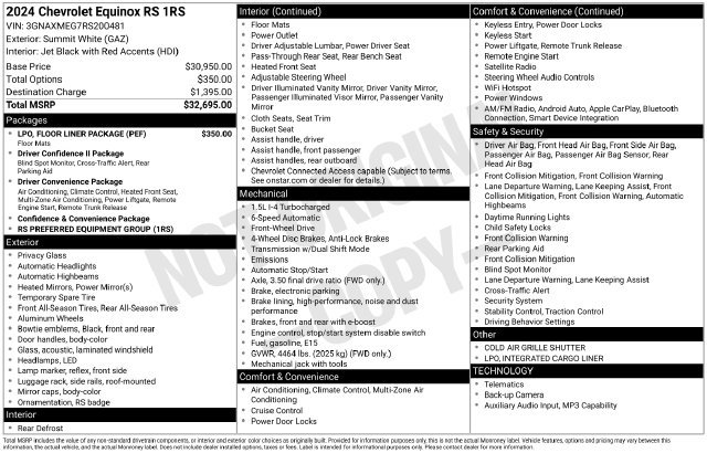 Used 2024 Chevrolet Equinox RS w/ LPO, Floor Liner Package FWD image 38