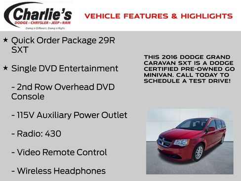 Certified 2016 Dodge Grand Caravan SXT w/ Rear Park Assist Package image 7