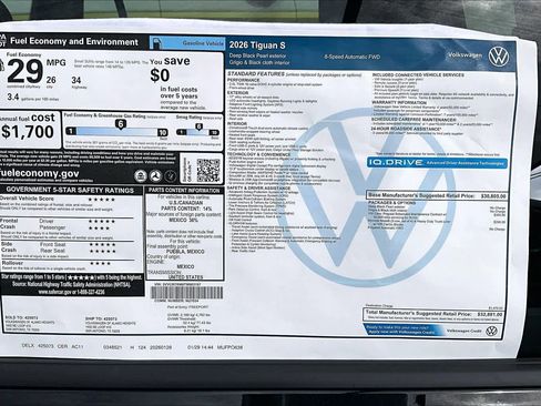 New 2026 Volkswagen Tiguan S image 18