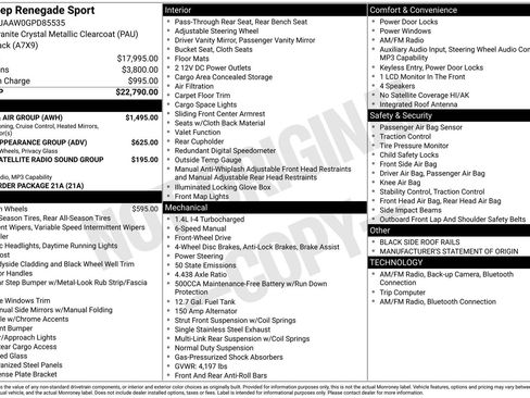 Used 2016 Jeep Renegade Sport w/ Power & Air Group FWD image 1
