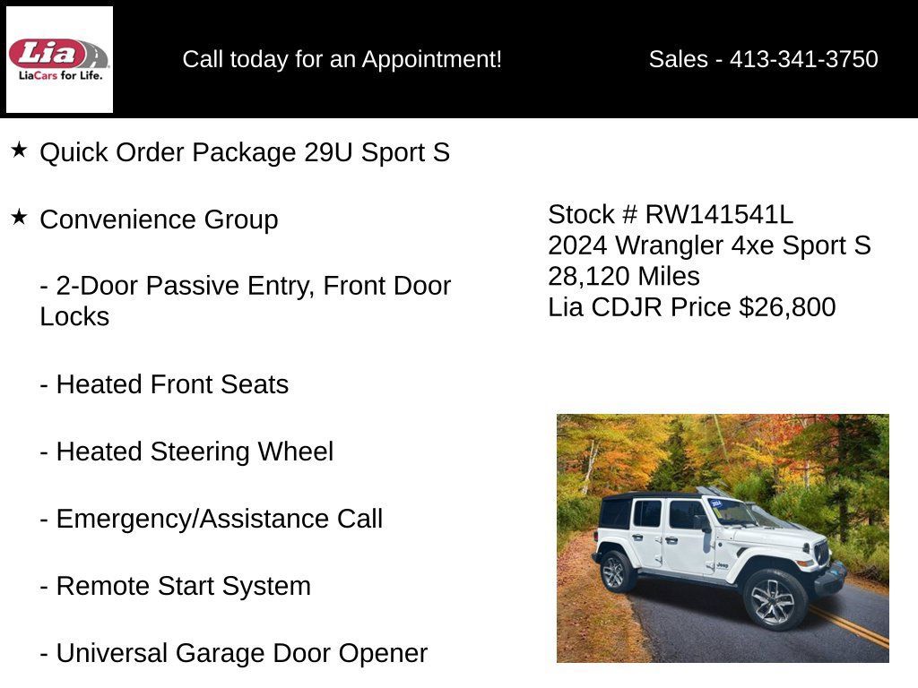 Certified 2024 Jeep Wrangler Unlimited w/ Convenience Group AWD/4WD image 6
