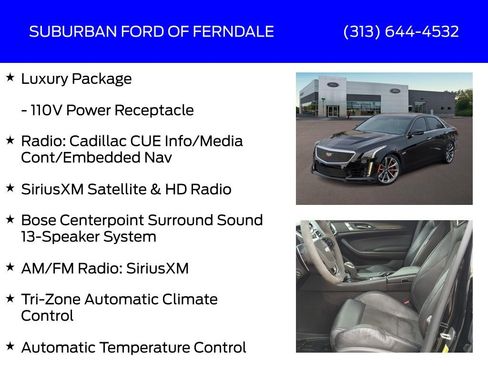 Used 2016 Cadillac CTS V w/ Luxury Package image 9