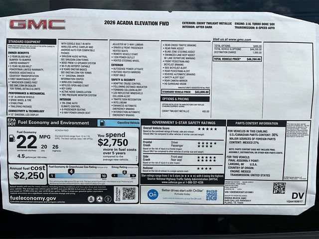 New 2026 GMC Acadia Elevation FWD image 21