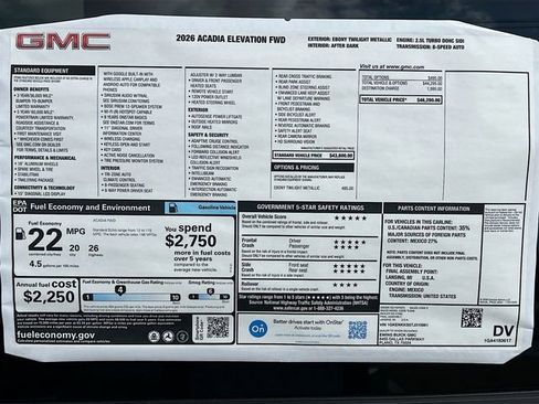 New 2026 GMC Acadia Elevation image 21