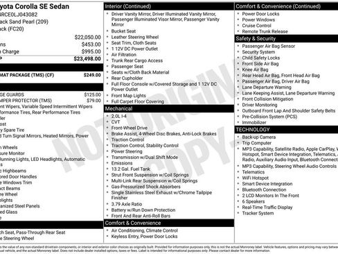 Used 2020 Toyota Corolla SE w/ Carpet Mat Package (TMS) FWD image 11