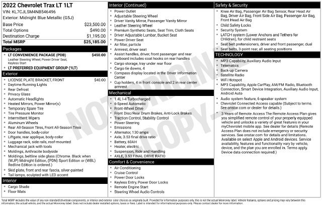 Used 2022 Chevrolet Trax LT w/ LT Convenience Package FWD image 25