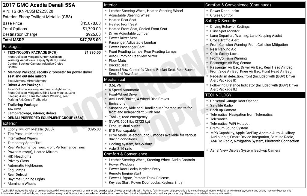 Used 2017 GMC Acadia Denali w/ Technology Package FWD image 33