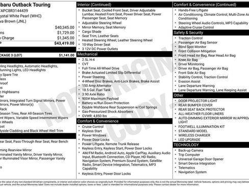 Used 2024 Subaru Outback Touring w/ Tech Package 3 AWD/4WD image 1