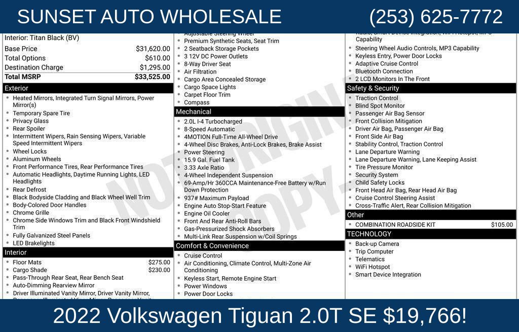 Used 2022 Volkswagen Tiguan SE AWD/4WD image 46