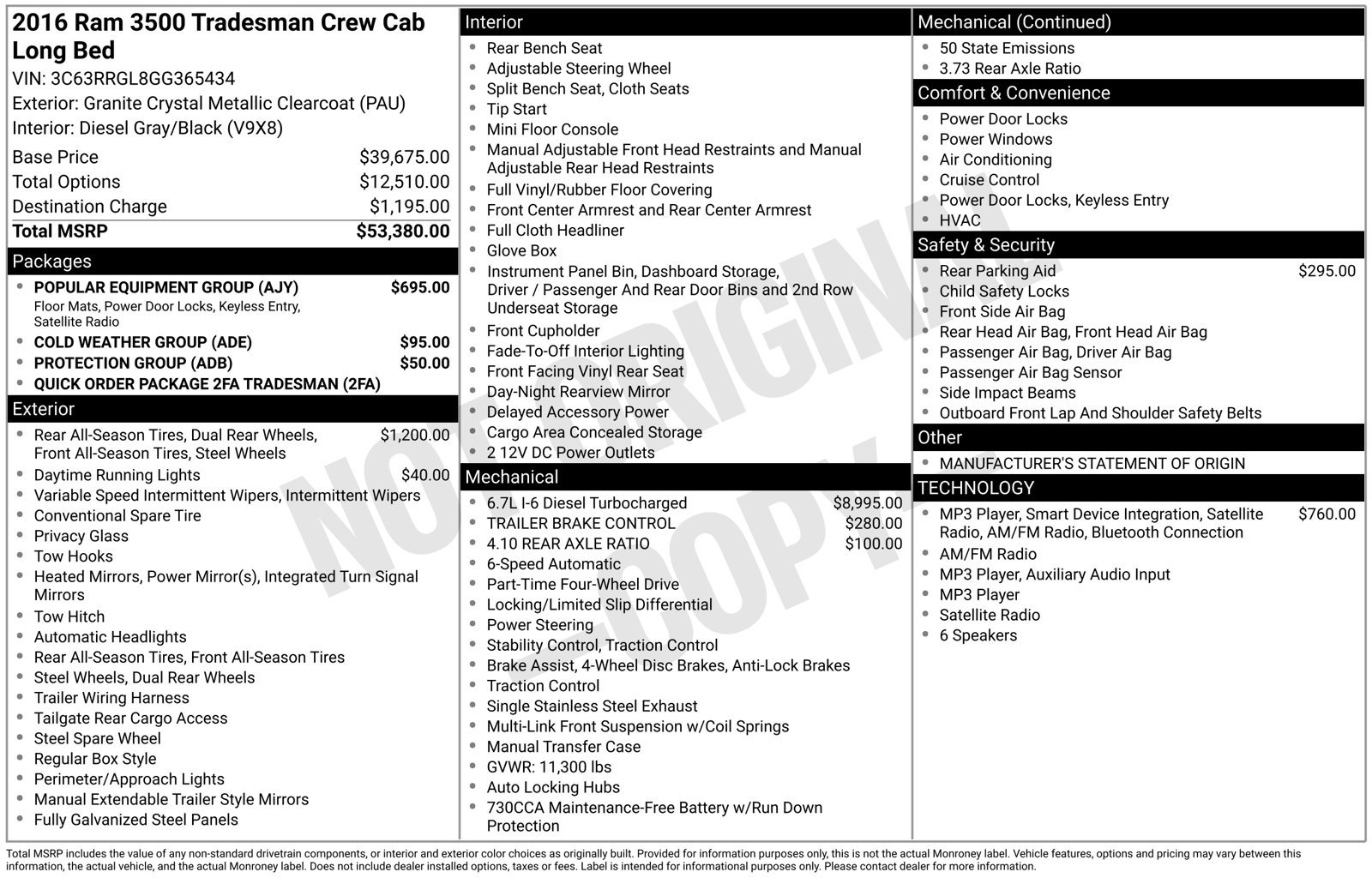 Used 2016 RAM 3500 Tradesman w/ Popular Equipment Group AWD/4WD image 3