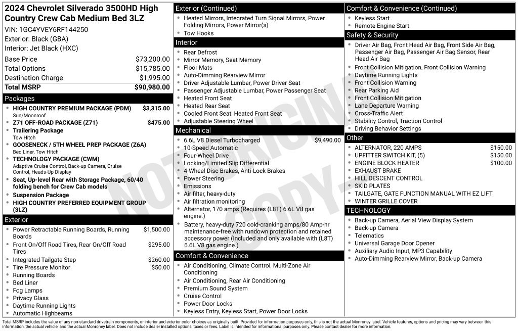 Used 2024 Chevrolet Silverado 3500 High Country w/ High Country Premium Package AWD/4WD image 7