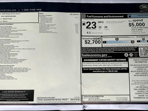 New 2026 Land Rover Range Rover Velar S image 18
