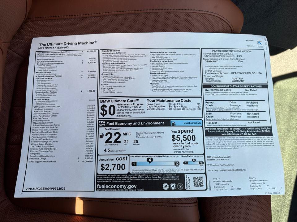 New 2027 BMW X7 xDrive40i w/ Executive Package AWD/4WD image 33