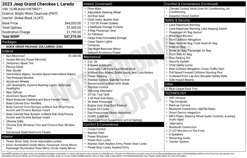 Used 2023 Jeep Grand Cherokee L Laredo AWD/4WD image 21