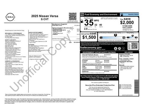 New 2025 Nissan Versa S w/ Trunk Package image 23