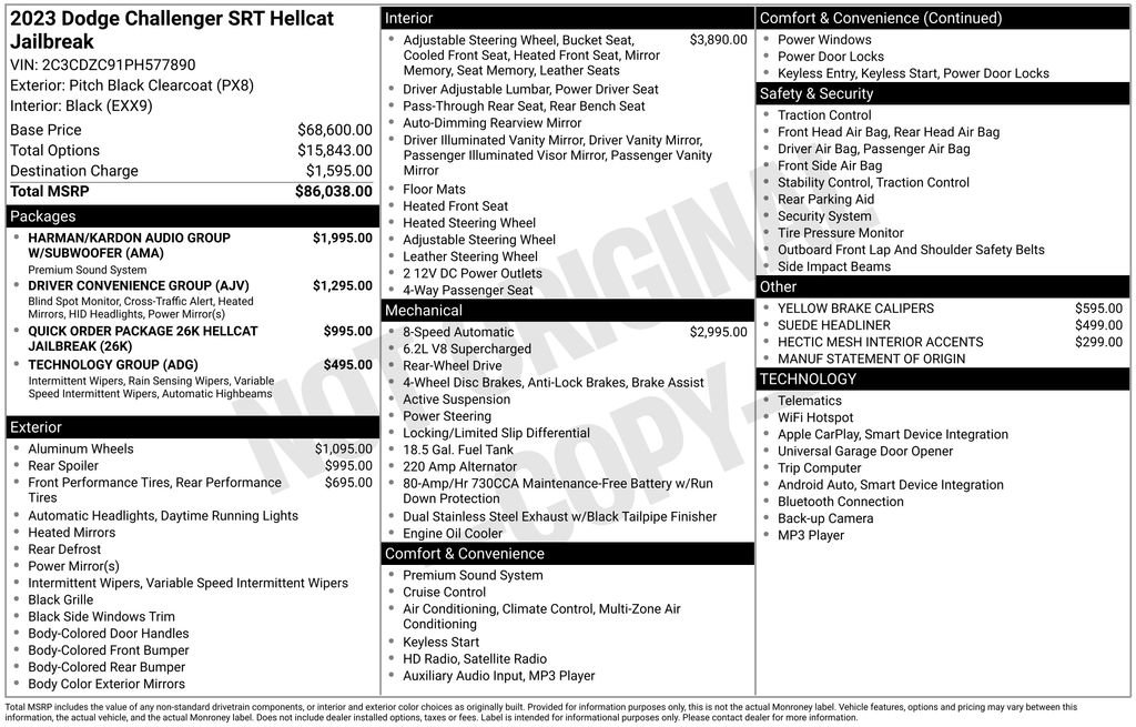 New 2023 Dodge Challenger SRT Hellcat RWD image 15