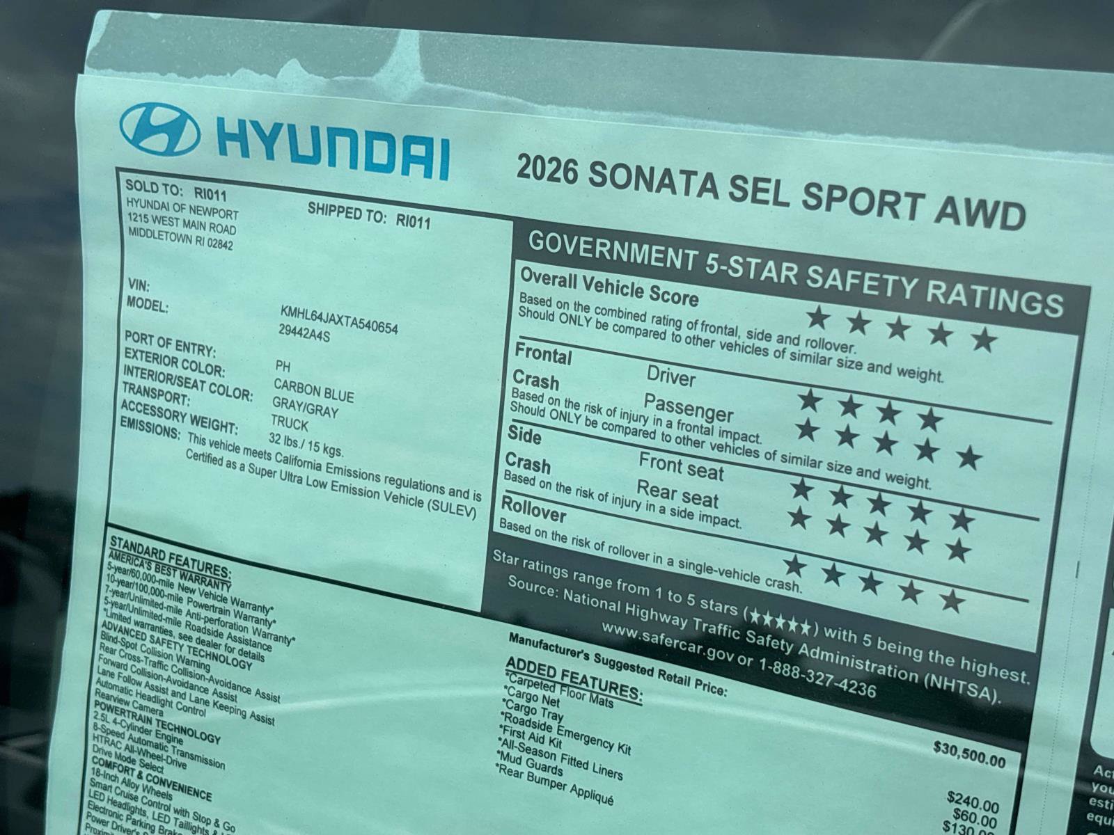 Certified 2026 Hyundai Sonata SEL AWD/4WD image 3