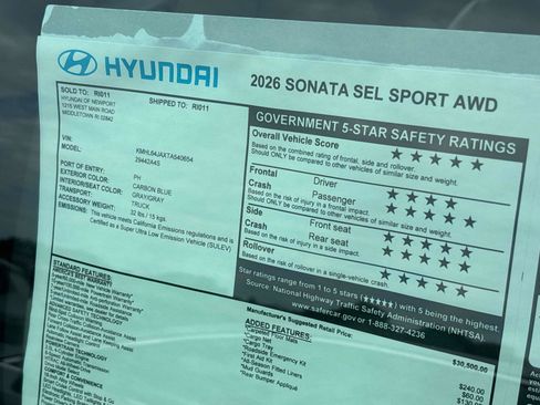 Certified 2026 Hyundai Sonata SEL AWD/4WD image 3