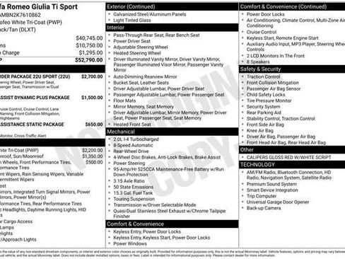 Used 2019 Alfa Romeo Giulia Ti Sport w/ Quick Order Package 22U Sport image 32