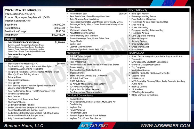 Used 2024 BMW X3 sDrive30i w/ Convenience Package RWD image 3