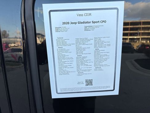 Used 2020 Jeep Gladiator Sport w/ Quick Order Package 24S image 3