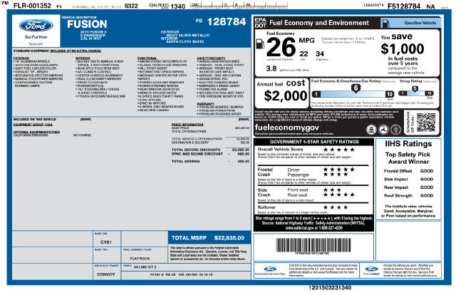 Used 2015 Ford Fusion S FWD image 9