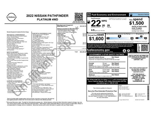 Certified 2022 Nissan Pathfinder Platinum w/ Cargo Package AWD/4WD image 11