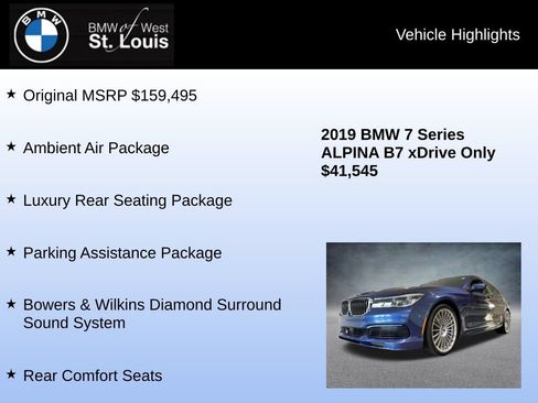 Used 2019 BMW ALPINA B7 xDrive w/ Luxury Rear Seating Package AWD/4WD image 8