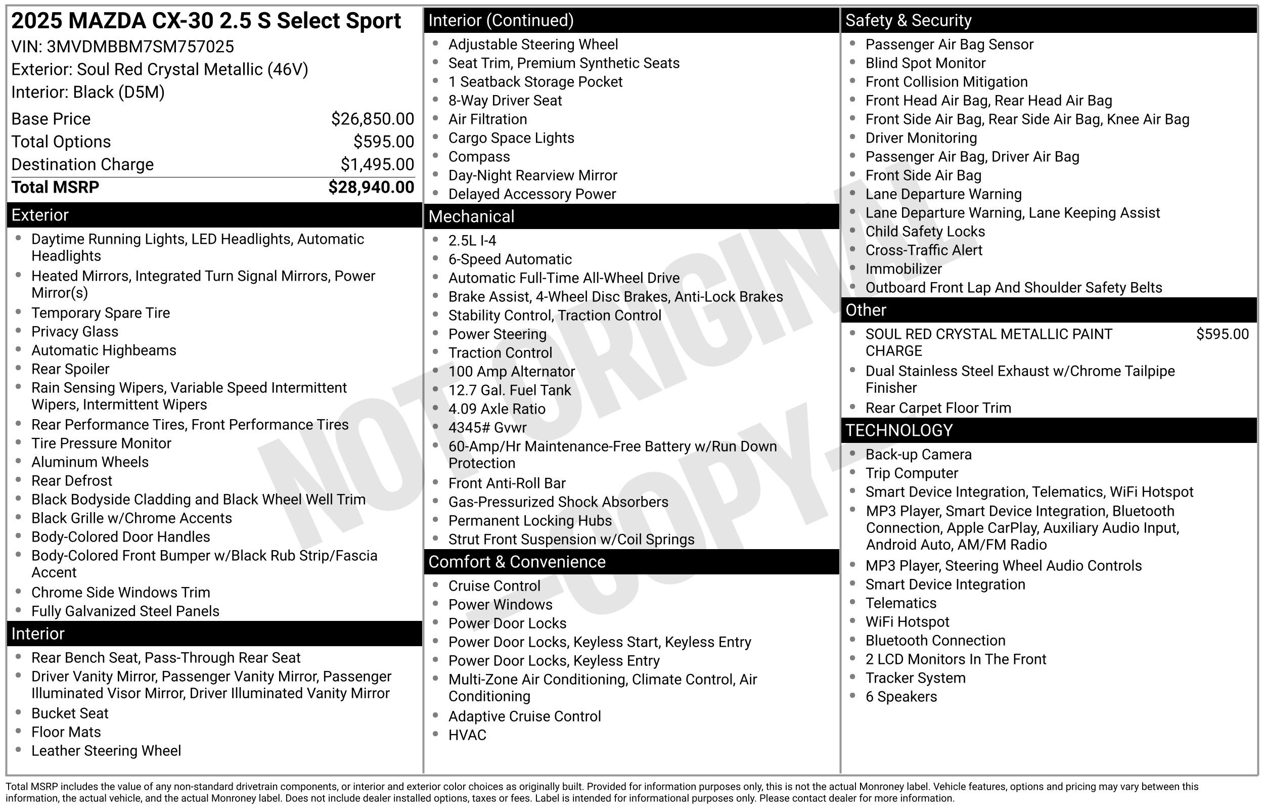 Used 2025 MAZDA CX-30 AWD 2.5 S w/ Select Sport Pkg image 2