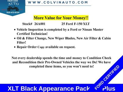 Certified 2025 Ford F150 XLT w/ Equipment Group 303A High image 2