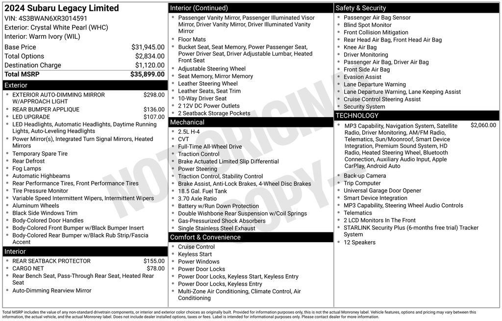 Certified 2024 Subaru Legacy Limited AWD/4WD image 47