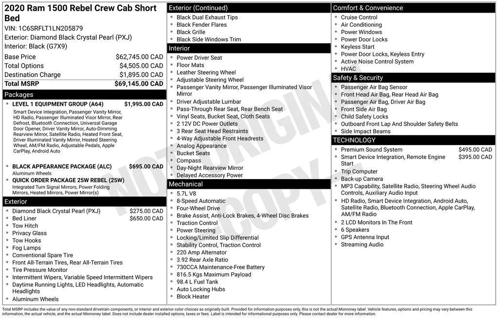 Used 2020 RAM 1500 Rebel w/ Level 1 Equipment Group AWD/4WD image 2