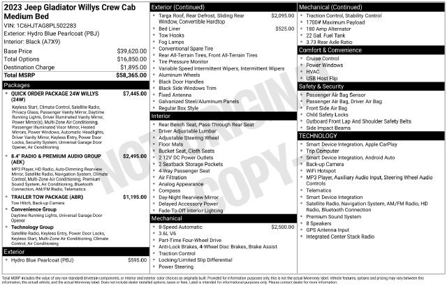 Certified 2023 Jeep Gladiator Sport AWD/4WD image 27