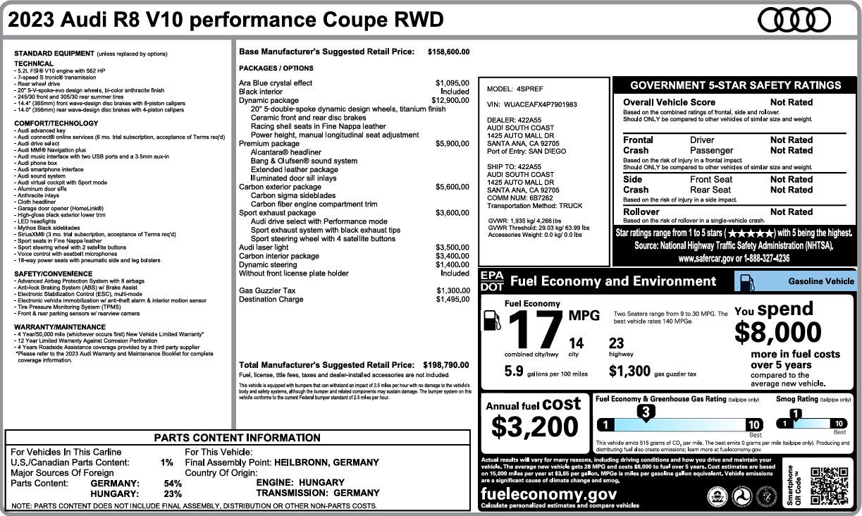 Used 2023 Audi R8 V10 performance w/ Dynamic Package RWD image 30