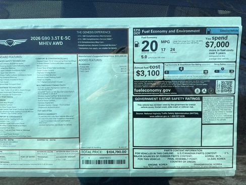 New 2026 Genesis G90 3.5T image 43