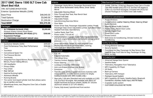Used 2017 GMC Sierra 1500 SLT w/ SLT Premium Package AWD/4WD image 39