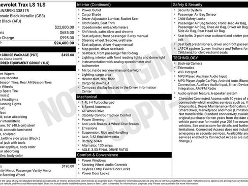 Used 2019 Chevrolet Trax LS w/ Tint and Cruise Package AWD/4WD image 10