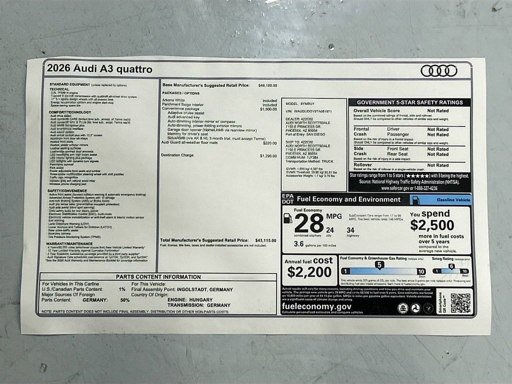 Used 2026 Audi A3 2.0T Premium w/ Convenience Package AWD/4WD image 35