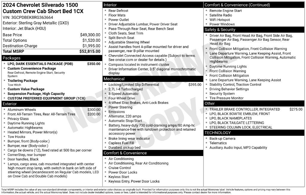 Used 2024 Chevrolet Silverado 1500 Custom w/ LPO, Dark Essentials Package AWD/4WD image 5