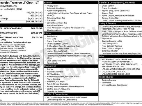 Used 2022 Chevrolet Traverse LT w/ LPO, Floor Liner Package AWD/4WD image 28