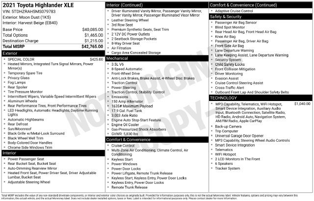 Used 2021 Toyota Highlander XLE FWD image 28