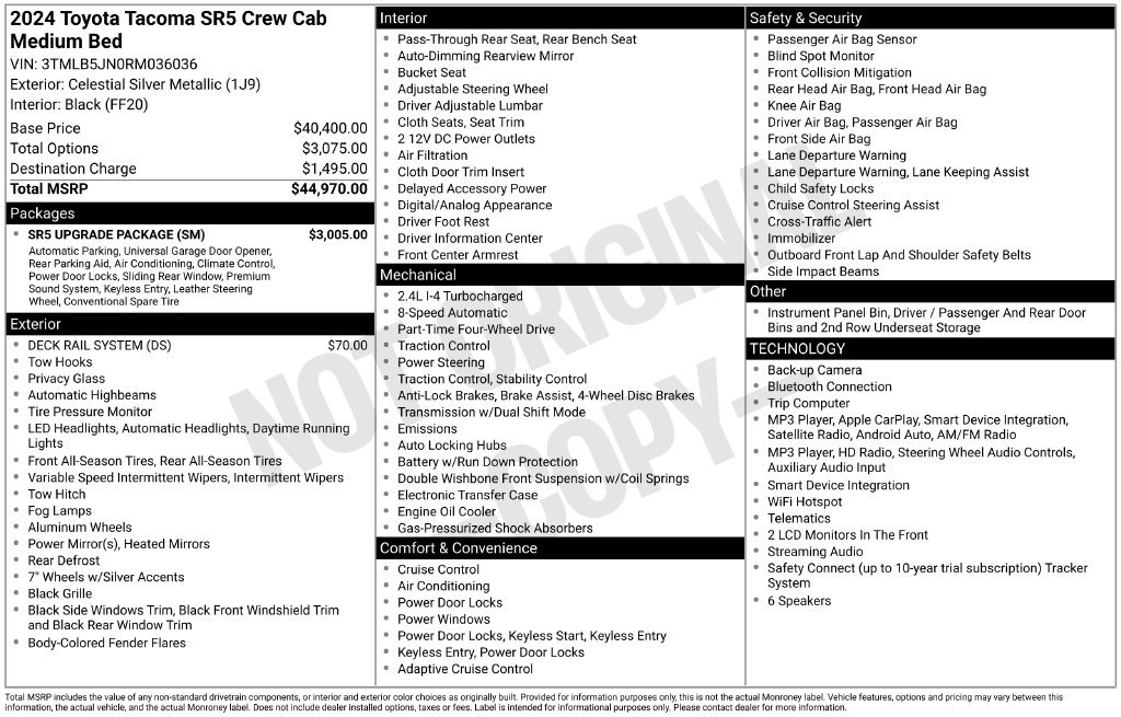 Used 2024 Toyota Tacoma SR5 w/ SR5 Upgrade Package AWD/4WD image 28