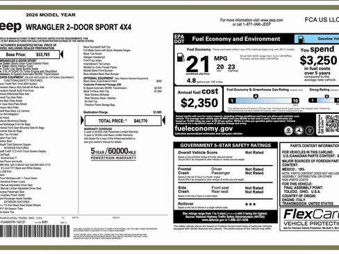 New 2026 Jeep Wrangler Sport image 2
