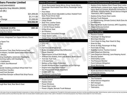Used 2021 Subaru Forester Limited w/ Popular Package #3 AWD/4WD image 6