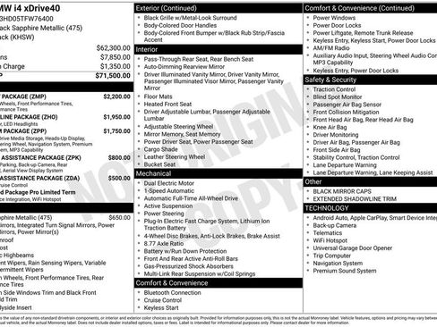 New 2026 BMW i4 xDrive40i w/ M Sport Package AWD/4WD image 2
