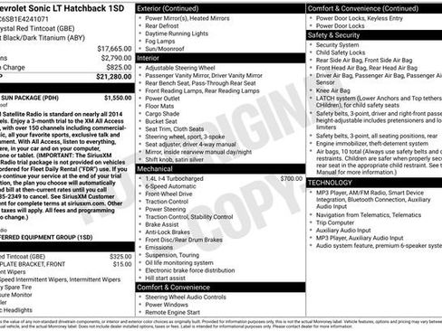Used 2014 Chevrolet Sonic LT w/ Fun and Sun Package FWD image 11